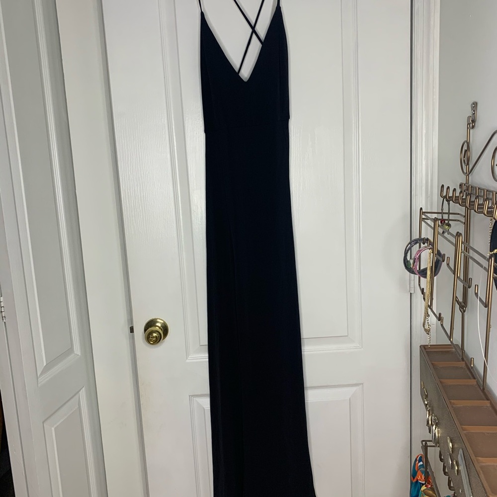 Black double slit dress